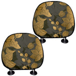 Golden Orchid Pattern Print Car Headrest Covers
