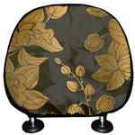 Golden Orchid Pattern Print Car Headrest Covers