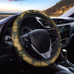 Golden Orchid Pattern Print Car Steering Wheel Cover