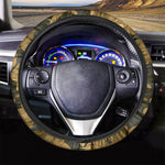 Golden Orchid Pattern Print Car Steering Wheel Cover