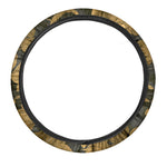 Golden Orchid Pattern Print Car Steering Wheel Cover