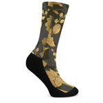 Golden Orchid Pattern Print Crew Socks