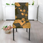 Golden Orchid Pattern Print Dining Chair Slipcover