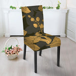 Golden Orchid Pattern Print Dining Chair Slipcover