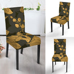 Golden Orchid Pattern Print Dining Chair Slipcover