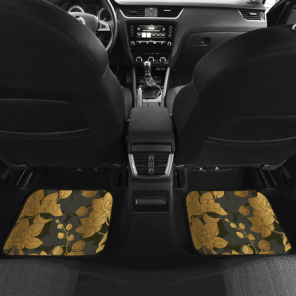 Golden Orchid Pattern Print Front and Back Car Floor Mats