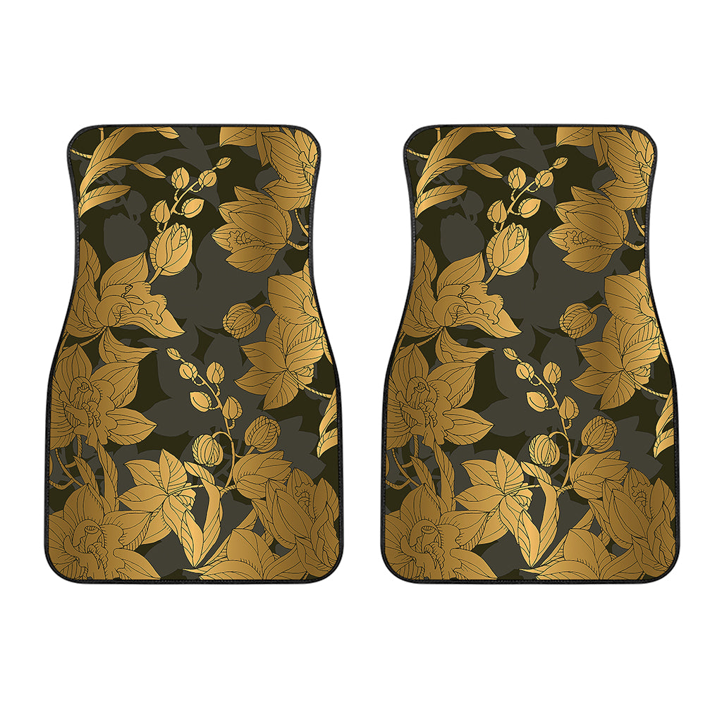 Golden Orchid Pattern Print Front Car Floor Mats