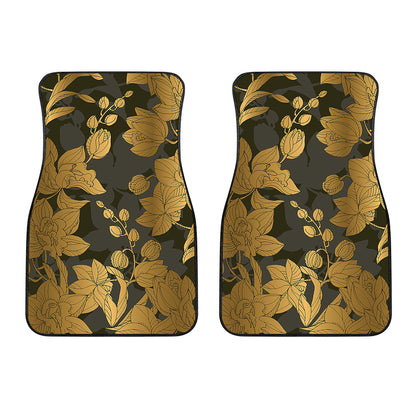 Golden Orchid Pattern Print Front Car Floor Mats