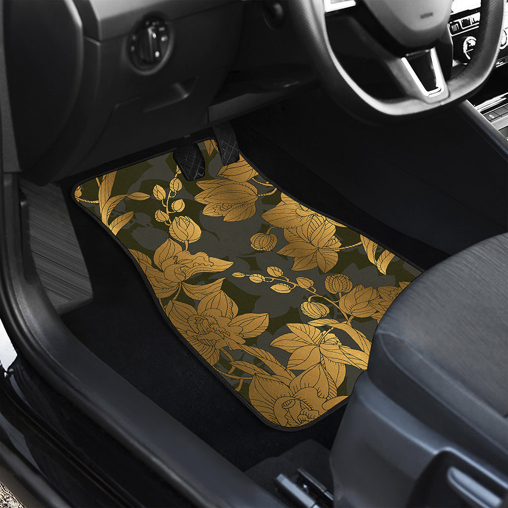 Golden Orchid Pattern Print Front Car Floor Mats