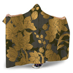 Golden Orchid Pattern Print Hooded Blanket
