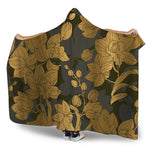 Golden Orchid Pattern Print Hooded Blanket