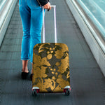 Golden Orchid Pattern Print Luggage Cover
