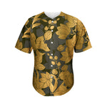 Golden Orchid Pattern Print Men's Baseball Jersey
