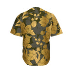 Golden Orchid Pattern Print Men's Baseball Jersey