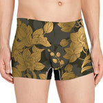 Golden Orchid Pattern Print Men's Boxer Briefs