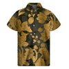 Golden Orchid Pattern Print Men's Short Sleeve Shirt