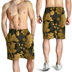 Golden Orchid Pattern Print Men's Shorts