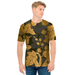 Golden Orchid Pattern Print Men's T-Shirt