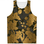Golden Orchid Pattern Print Men's Tank Top