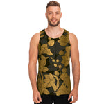 Golden Orchid Pattern Print Men's Tank Top