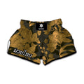 Golden Orchid Pattern Print Muay Thai Boxing Shorts