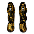 Golden Orchid Pattern Print Muay Thai Shin Guards
