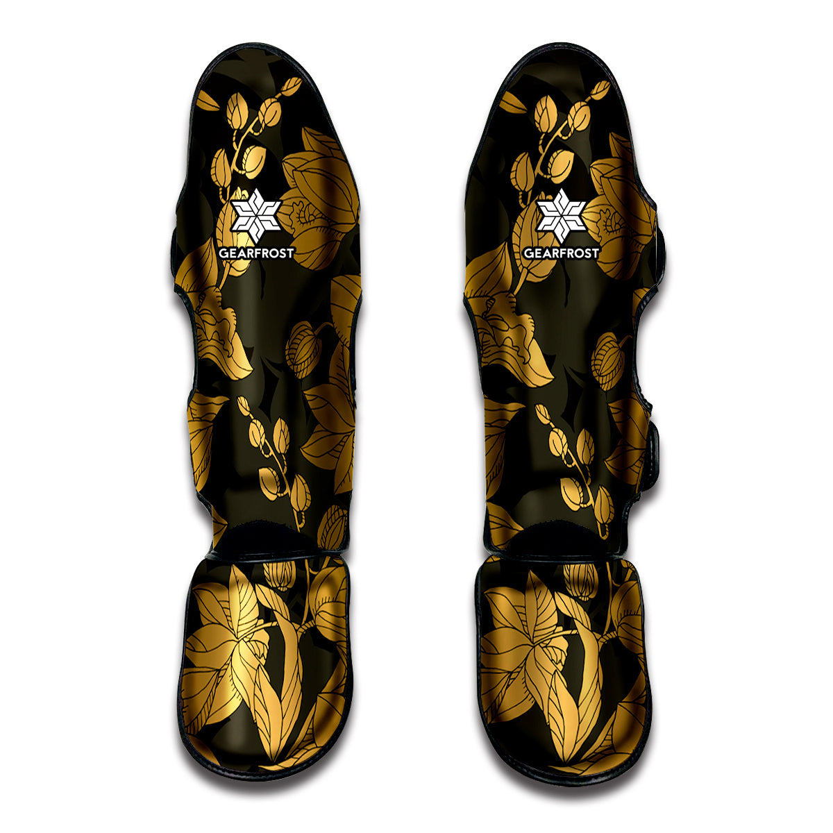Golden Orchid Pattern Print Muay Thai Shin Guard