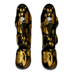 Golden Orchid Pattern Print Muay Thai Shin Guard