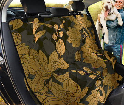 Golden Orchid Pattern Print Pet Car Back Seat Cover