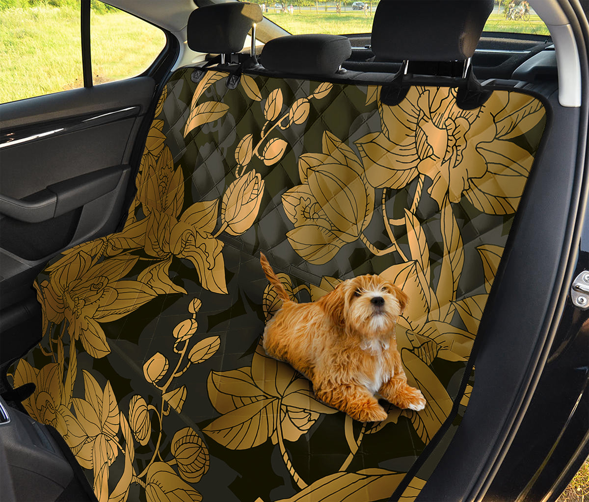 Golden Orchid Pattern Print Pet Car Back Seat Cover
