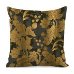 Golden Orchid Pattern Print Pillow Cover