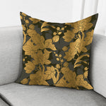 Golden Orchid Pattern Print Pillow Cover