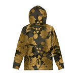 Golden Orchid Pattern Print Pullover Hoodie