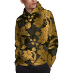 Golden Orchid Pattern Print Pullover Hoodie