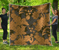 Golden Orchid Pattern Print Quilt