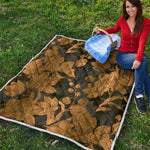 Golden Orchid Pattern Print Quilt