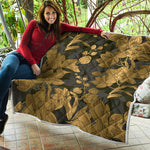 Golden Orchid Pattern Print Quilt