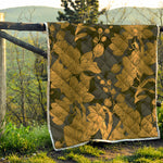 Golden Orchid Pattern Print Quilt