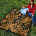 Golden Orchid Pattern Print Quilt