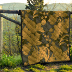 Golden Orchid Pattern Print Quilt