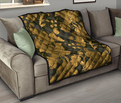 Golden Orchid Pattern Print Quilt