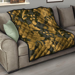 Golden Orchid Pattern Print Quilt