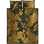 Golden Orchid Pattern Print Quilt Bed Set