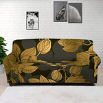 Golden Orchid Pattern Print Sofa Cover
