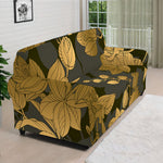 Golden Orchid Pattern Print Sofa Cover