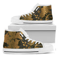 Golden Orchid Pattern Print White High Top Sneakers