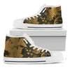 Golden Orchid Pattern Print White High Top Shoes