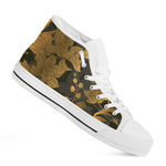 Golden Orchid Pattern Print White High Top Shoes