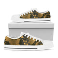 Golden Orchid Pattern Print White Low Top Sneakers