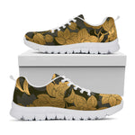 Golden Orchid Pattern Print White Sneakers